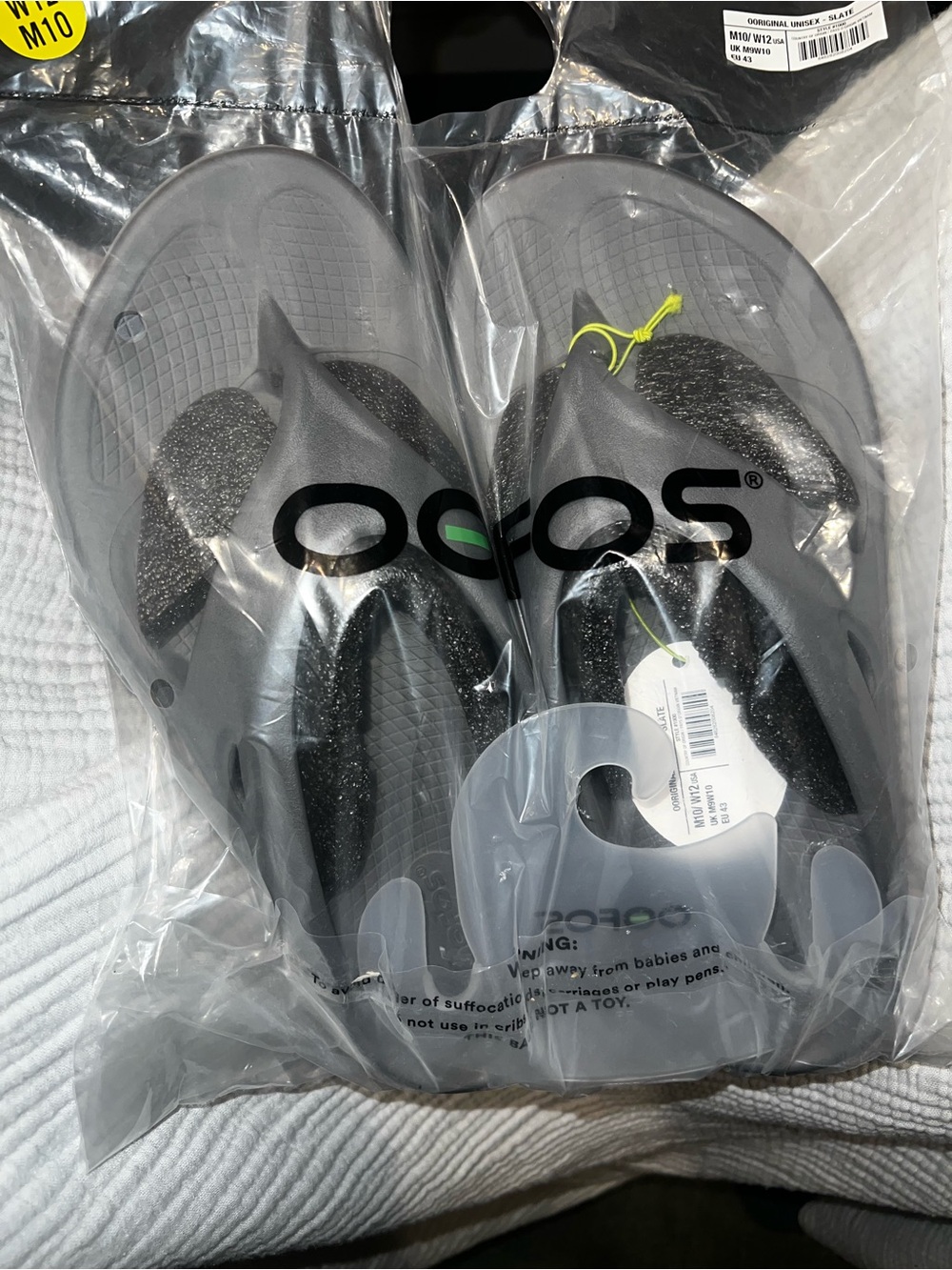 OOFOS Silver Gray Foam Flip Flops